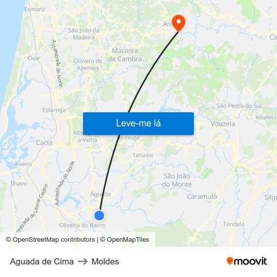 Aguada de Cima to Moldes map