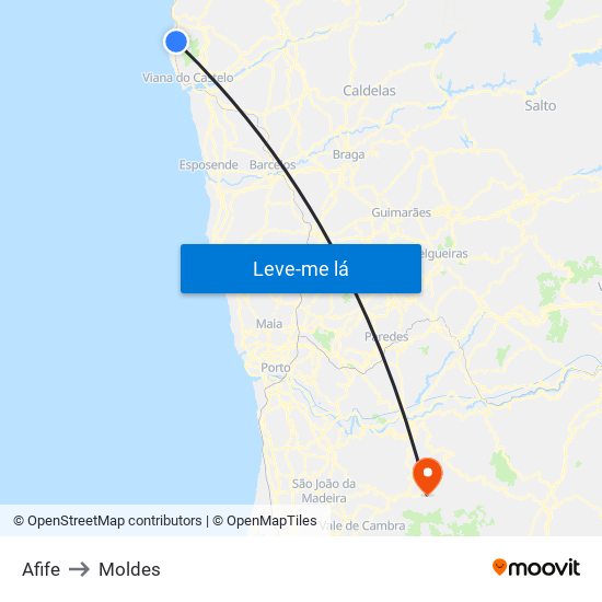 Afife to Moldes map