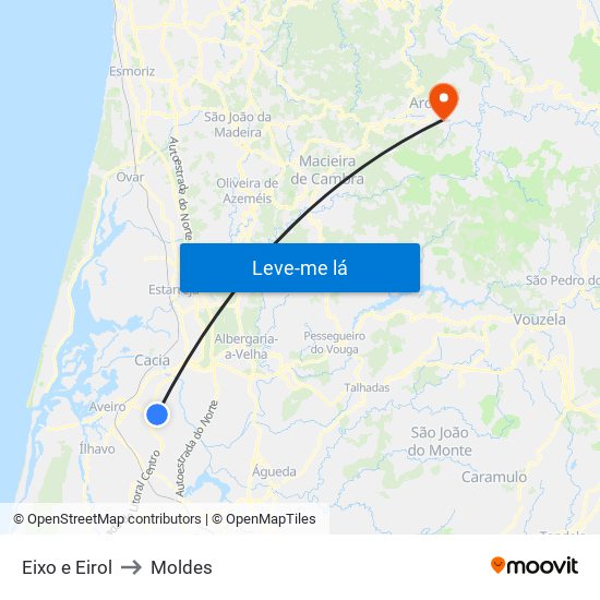 Eixo e Eirol to Moldes map