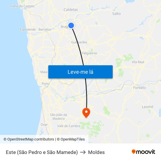 Este (São Pedro e São Mamede) to Moldes map