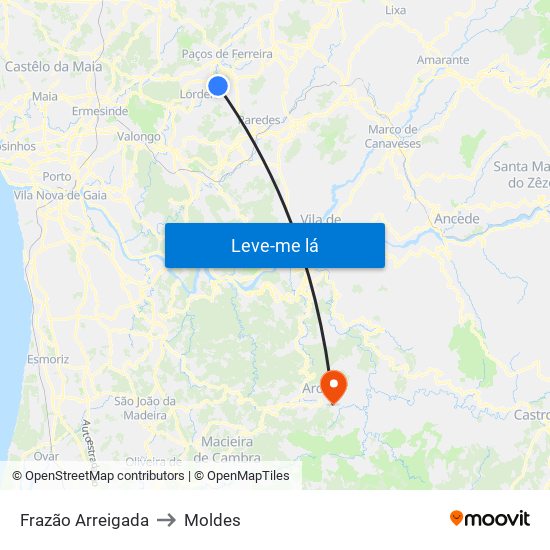 Frazão Arreigada to Moldes map