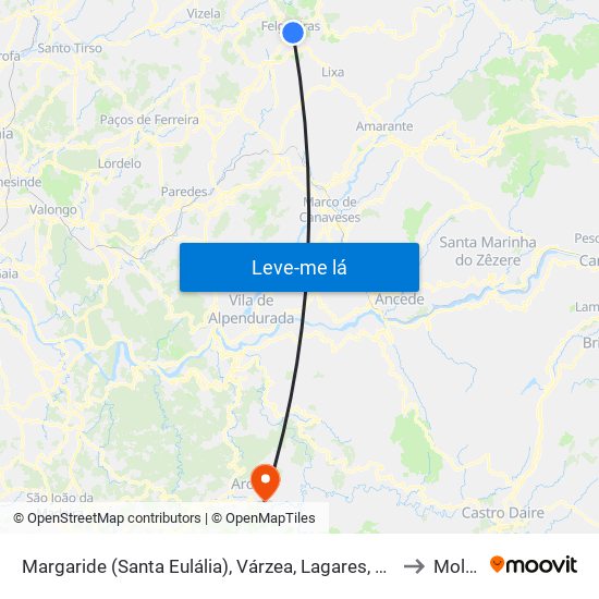 Margaride (Santa Eulália), Várzea, Lagares, Varziela e Moure to Moldes map