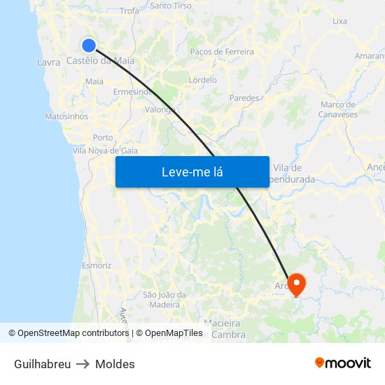 Guilhabreu to Moldes map