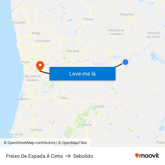 Freixo De Espada À Cinta to Sebolido map