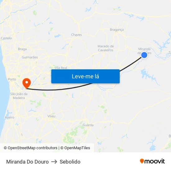 Miranda Do Douro to Sebolido map