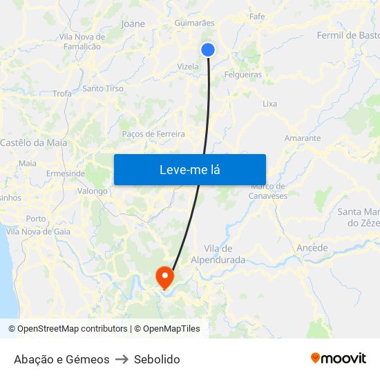 Abação e Gémeos to Sebolido map