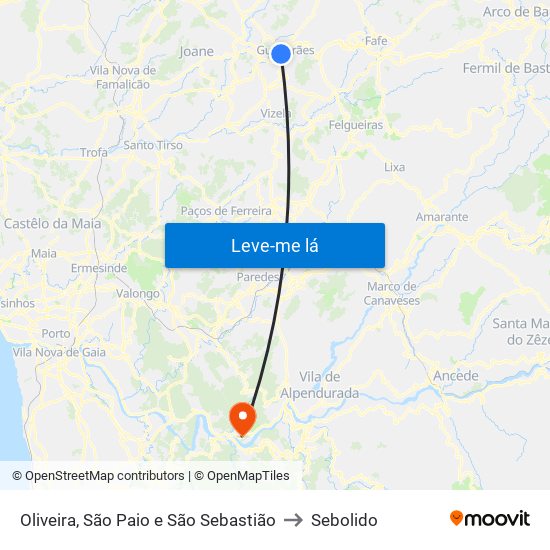 Oliveira, São Paio e São Sebastião to Sebolido map