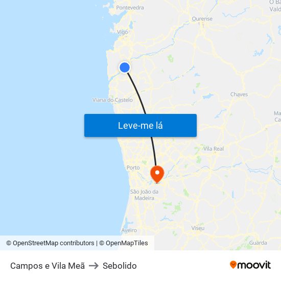 Campos e Vila Meã to Sebolido map