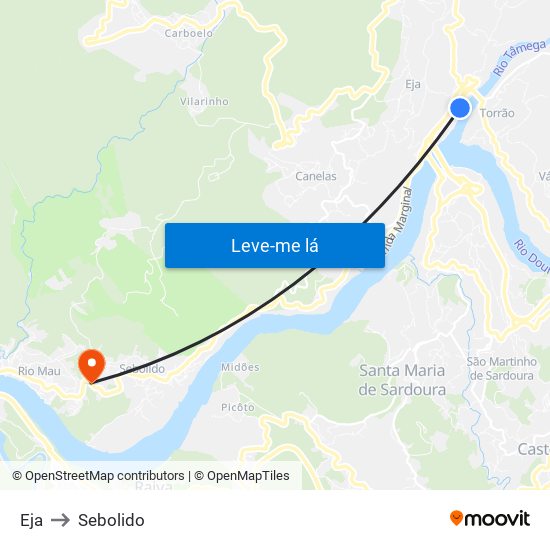 Eja to Sebolido map