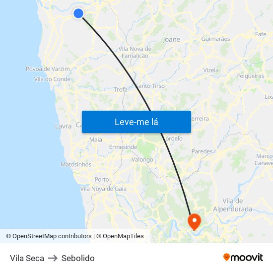 Vila Seca to Sebolido map