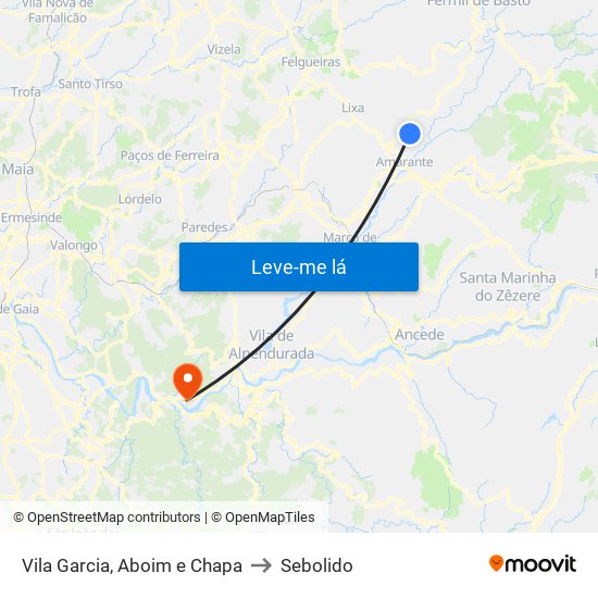 Vila Garcia, Aboim e Chapa to Sebolido map