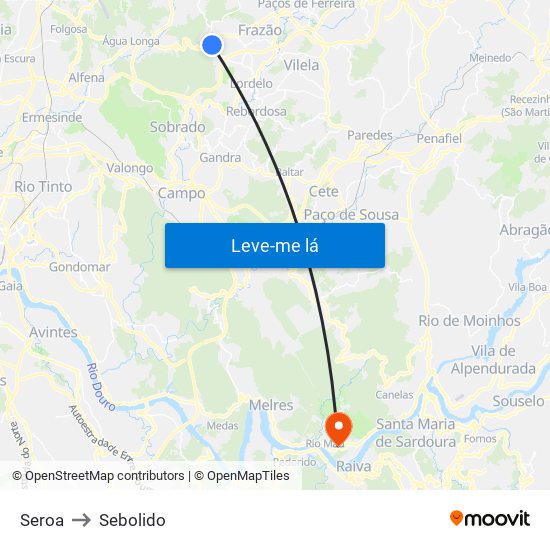 Seroa to Sebolido map