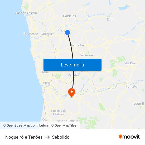 Nogueiró e Tenões to Sebolido map