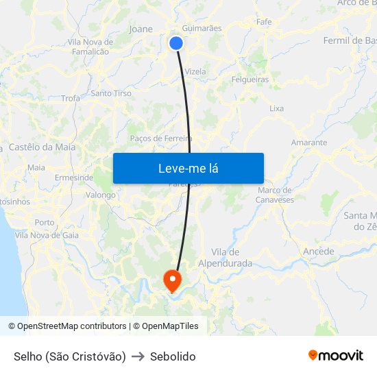 Selho (São Cristóvão) to Sebolido map