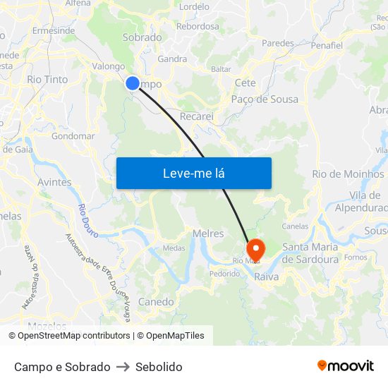 Campo e Sobrado to Sebolido map