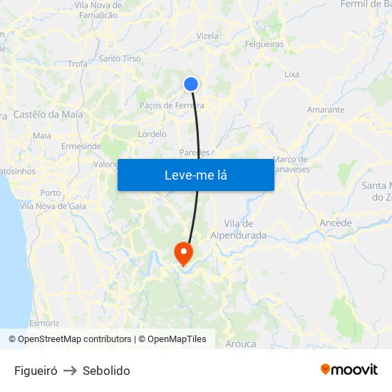 Figueiró to Sebolido map