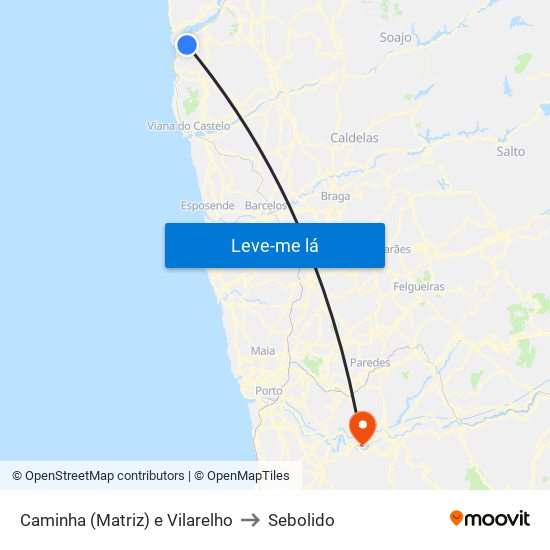 Caminha (Matriz) e Vilarelho to Sebolido map