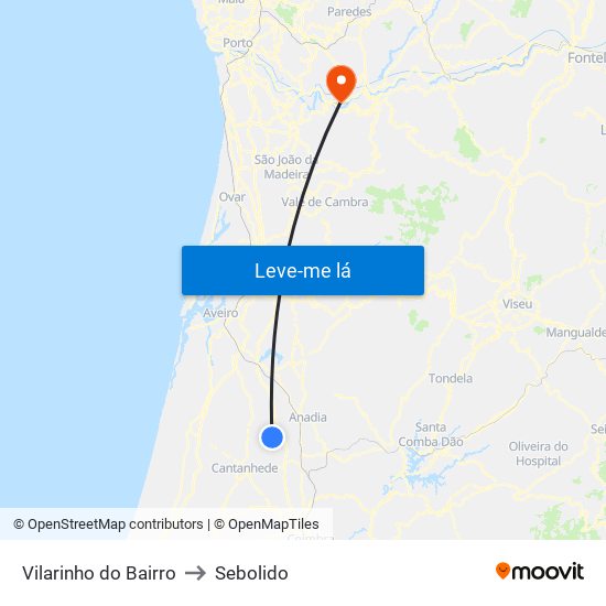 Vilarinho do Bairro to Sebolido map