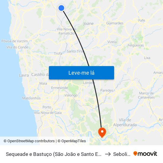 Sequeade e Bastuço (São João e Santo Estêvão) to Sebolido map