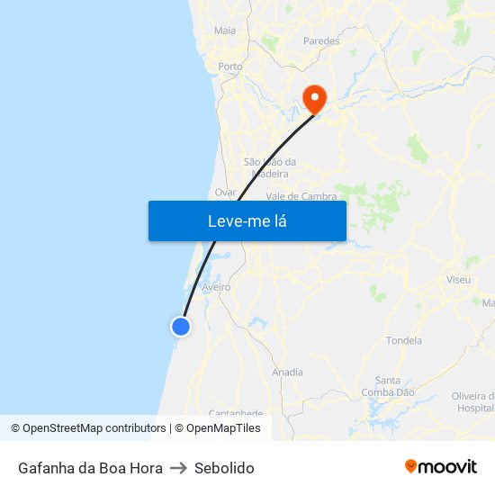 Gafanha da Boa Hora to Sebolido map