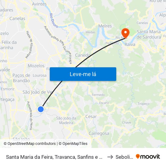 Santa Maria da Feira, Travanca, Sanfins e Espargo to Sebolido map