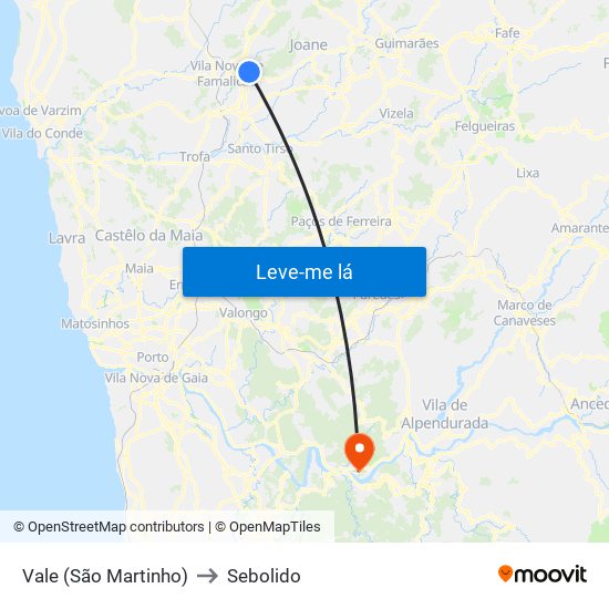 Vale (São Martinho) to Sebolido map