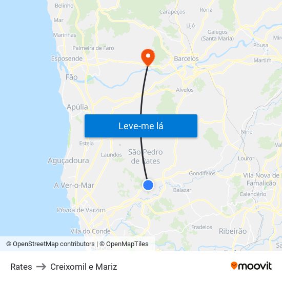 Rates to Creixomil e Mariz map