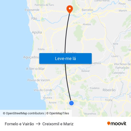 Fornelo e Vairão to Creixomil e Mariz map