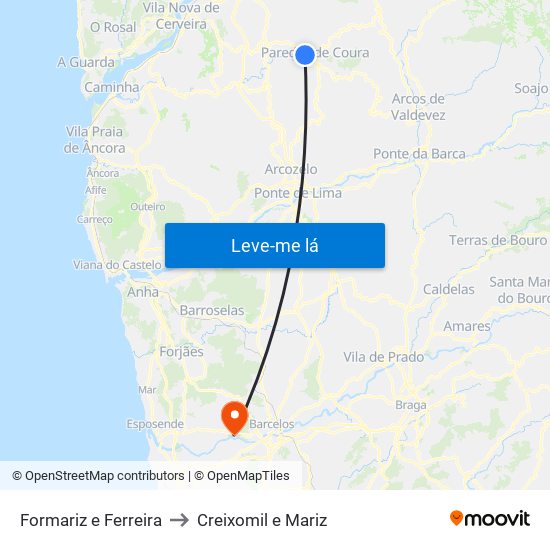 Formariz e Ferreira to Creixomil e Mariz map