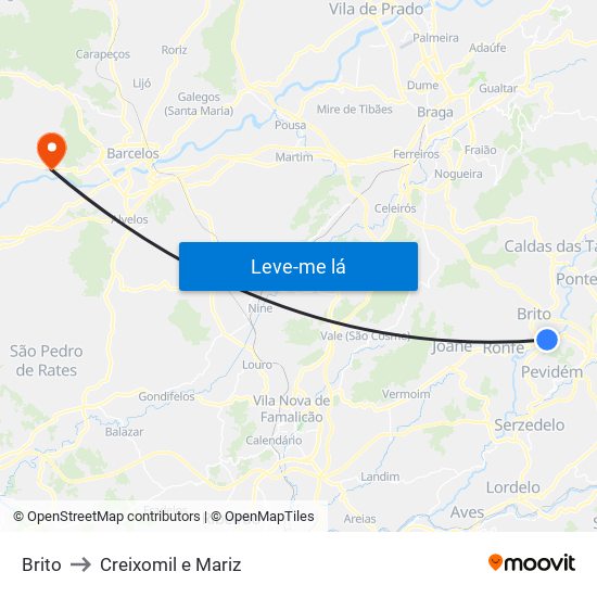 Brito to Creixomil e Mariz map