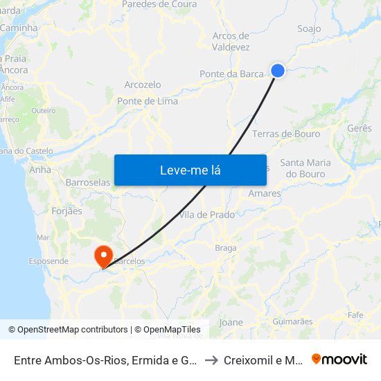 Entre Ambos-Os-Rios, Ermida e Germil to Creixomil e Mariz map