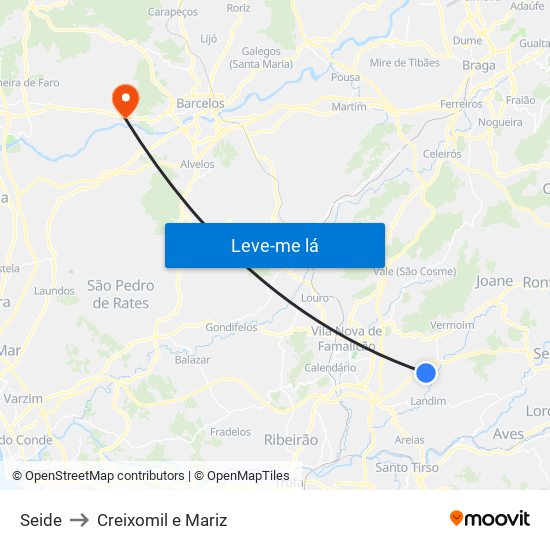 Seide to Creixomil e Mariz map