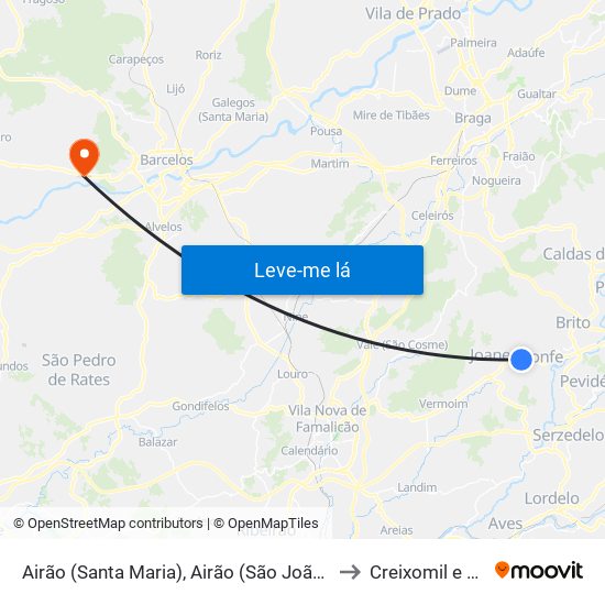 Airão (Santa Maria), Airão (São João) e Vermil to Creixomil e Mariz map