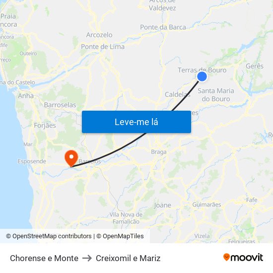 Chorense e Monte to Creixomil e Mariz map