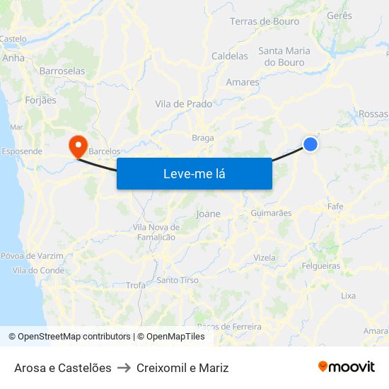 Arosa e Castelões to Creixomil e Mariz map