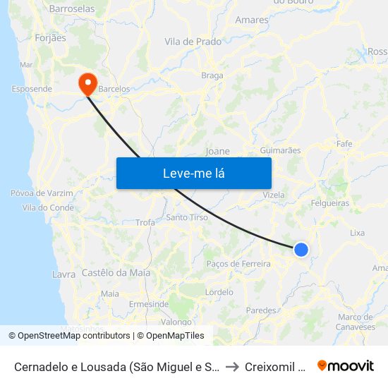 Cernadelo e Lousada (São Miguel e Santa Margarida) to Creixomil e Mariz map