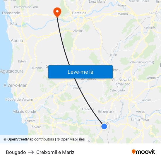 Bougado to Creixomil e Mariz map