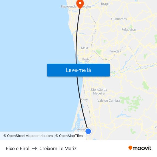 Eixo e Eirol to Creixomil e Mariz map