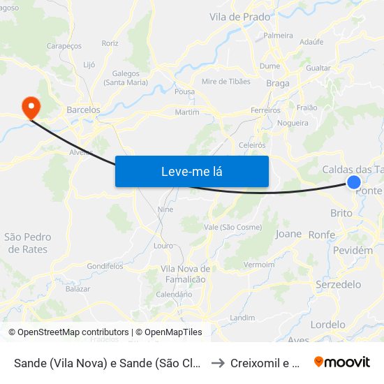 Sande (Vila Nova) e Sande (São Clemente) to Creixomil e Mariz map