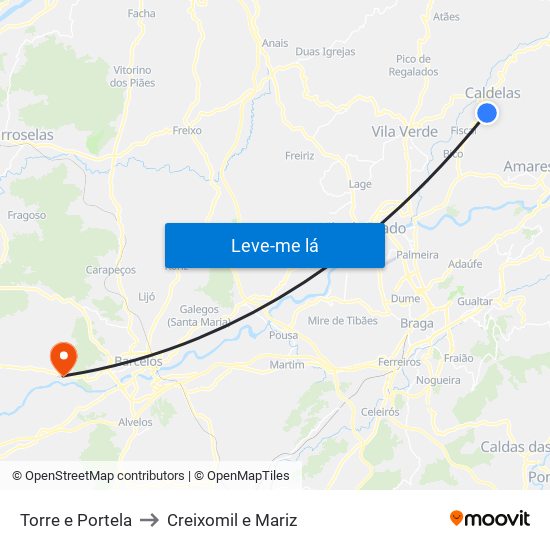 Torre e Portela to Creixomil e Mariz map