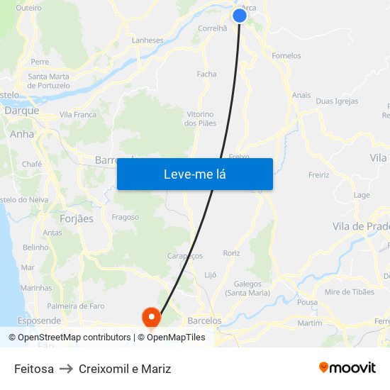 Feitosa to Creixomil e Mariz map