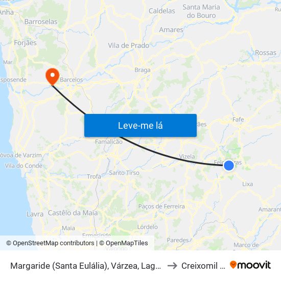 Margaride (Santa Eulália), Várzea, Lagares, Varziela e Moure to Creixomil e Mariz map