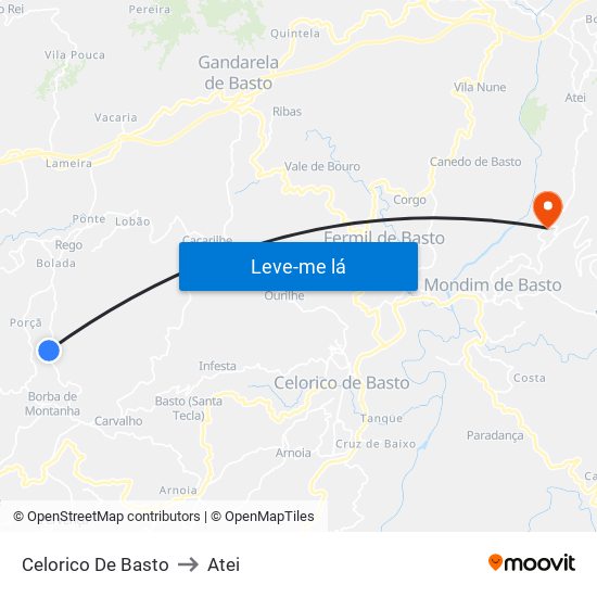 Celorico De Basto to Atei map