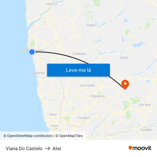 Viana Do Castelo to Atei map