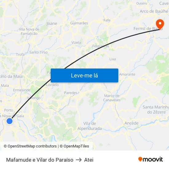 Mafamude e Vilar do Paraíso to Atei map