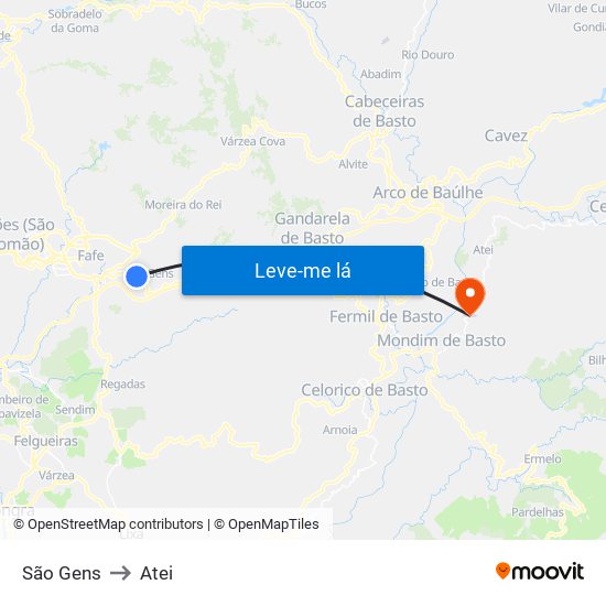 São Gens to Atei map