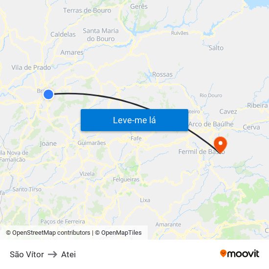 São Vítor to Atei map