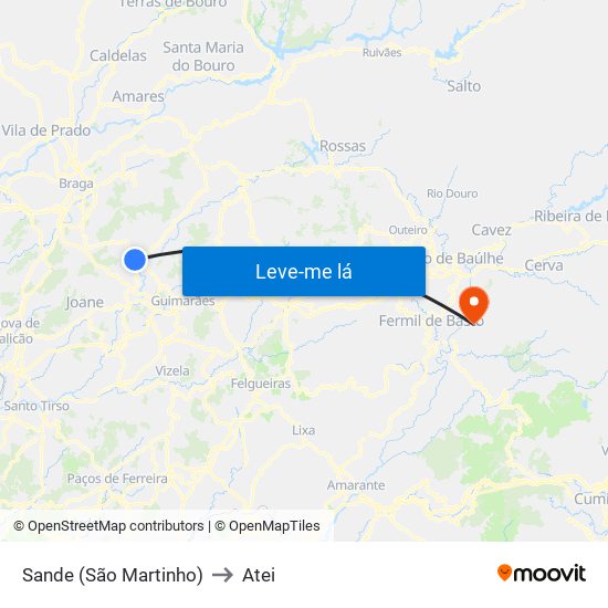 Sande (São Martinho) to Atei map