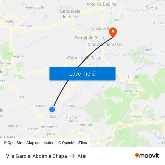 Vila Garcia, Aboim e Chapa to Atei map