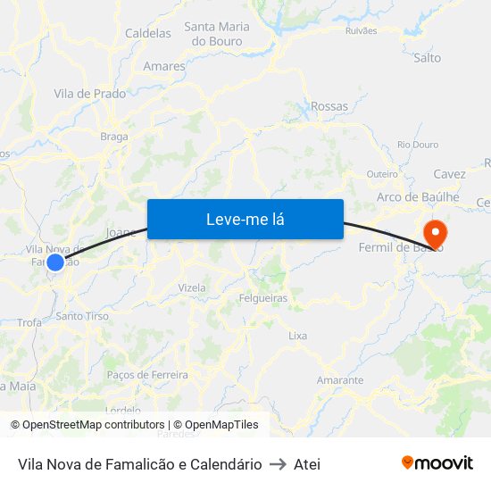 Vila Nova de Famalicão e Calendário to Atei map